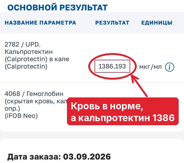 кровь в норме, а кальпротектин 1386